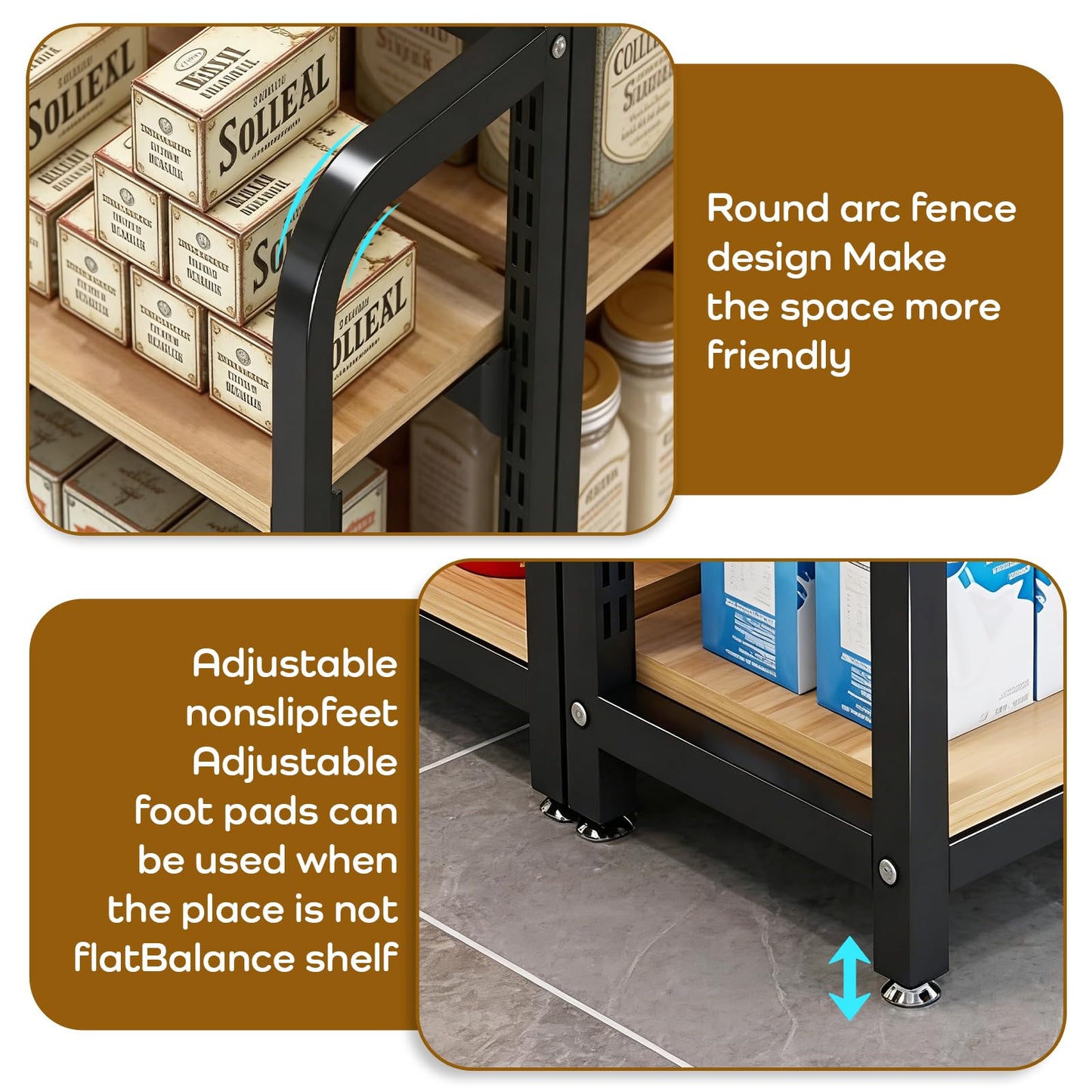 DioOnes 51" Modern Gondola Shelving Unit, Heavy-Duty Double-Sided Retail Display Rack, Premium Wood & Metal Store Fixtures for Boutique, Pharmacy, Pet Store, Commercial Merchandise Stand (Island Unit)