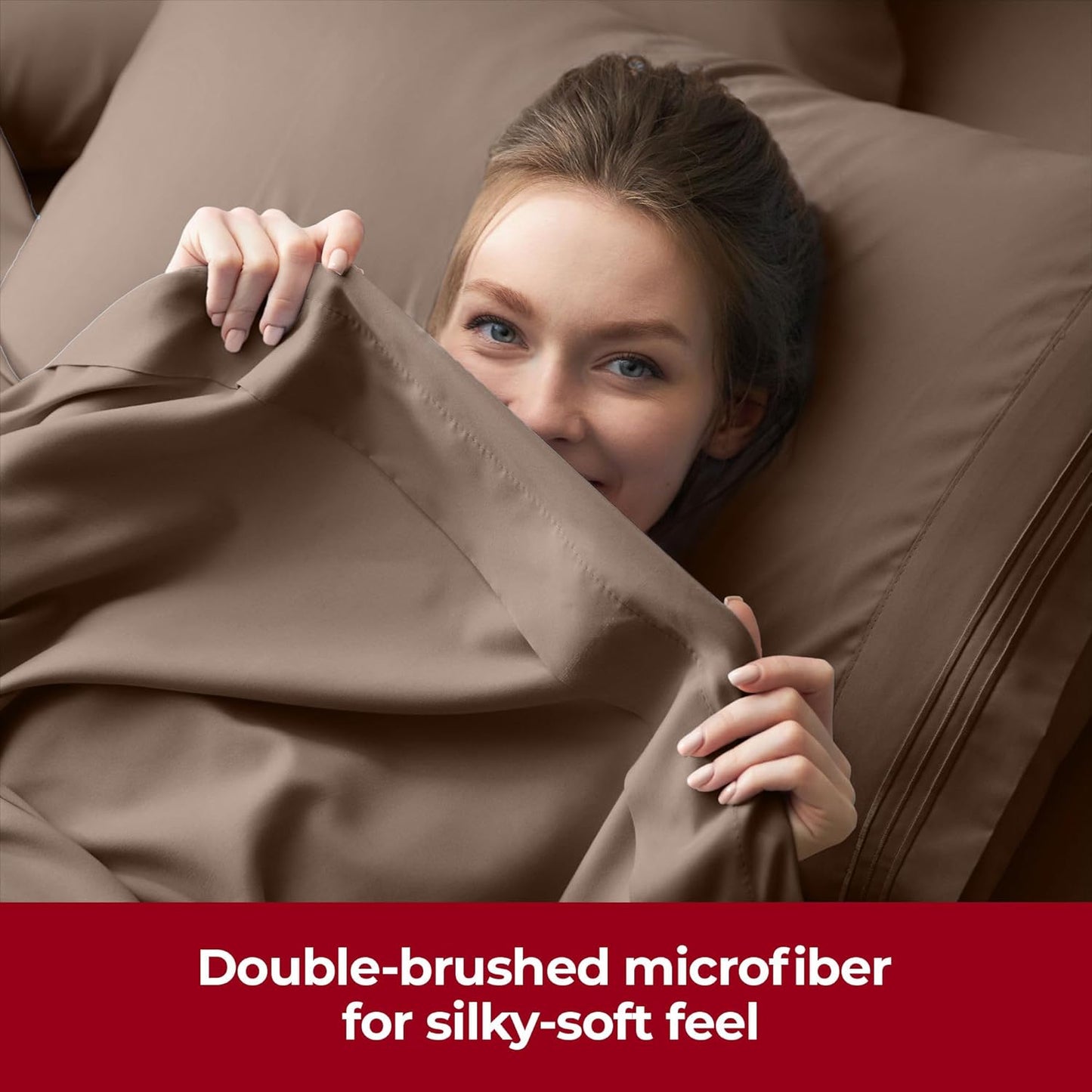 Mellanni Extra Deep California King Sheets - Ultra Soft, Cooling Bedding - 4 PC Set, Wrinkle & Stain Resistant (Brown)