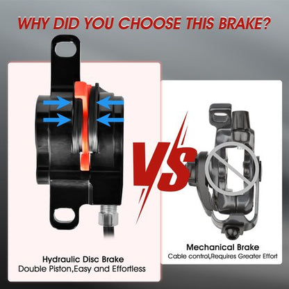 Hydraulic Brakes, MT200 Hydraulic Brakes for Ebike, 160mm/6.3-in Discs Bike Parts Dual-Piston Hydraulic Disc Brake Kit Aluminum Alloy Parts with Tools, Folding Bike/Ebike/Scooter/Fat Bike