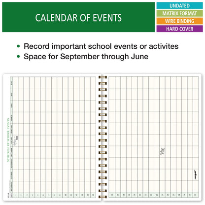 Elan Publishing Company HARDCOVER Combination Plan and Record Book: One efficient 8.5" x 11" book for lesson plans and grades combines W101 and R1010 with Bonus Clip-in Bookmark (Black Floral)