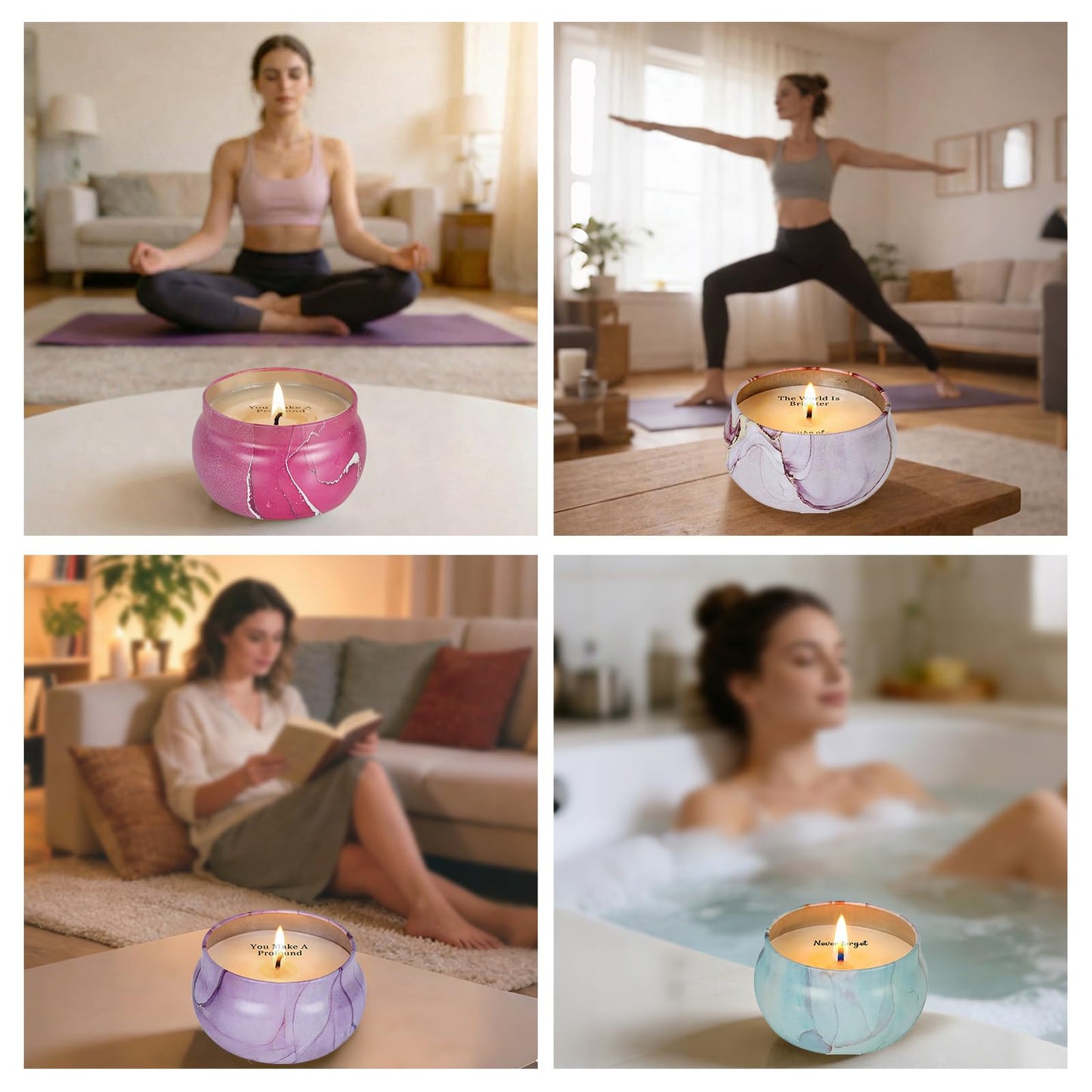 Scented Candles Gift Set for Women with Sayings, 4 Pack Aromatherapy Candles with Four Scents, Birthday Mothers Day Inspirational Gifts for Women, 120H Long Lasting Burn 17.6 Oz
