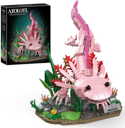 Axolotl Building Set Axolotl Toy Animal Building Blocks with Plants Animals Display Model Kit Gifts for Adults Teens Age 14+ (998 PCS)