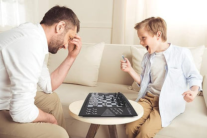 Lexibook Chessman® Elite Interactive Electronic Chess Game + 64 Levels of Difficulty LEDs Family Child Board Game Black/White CG1300US