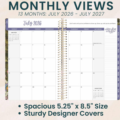 bloom daily planners 2026-2027 Planner - Academic Year (July 2026 - July 2027) Monthly & Weekly Soft Cover Planner for Women - 13 Month Agenda Book with Stickers - 5.5" x 8.25" - Wildflower Mountainside