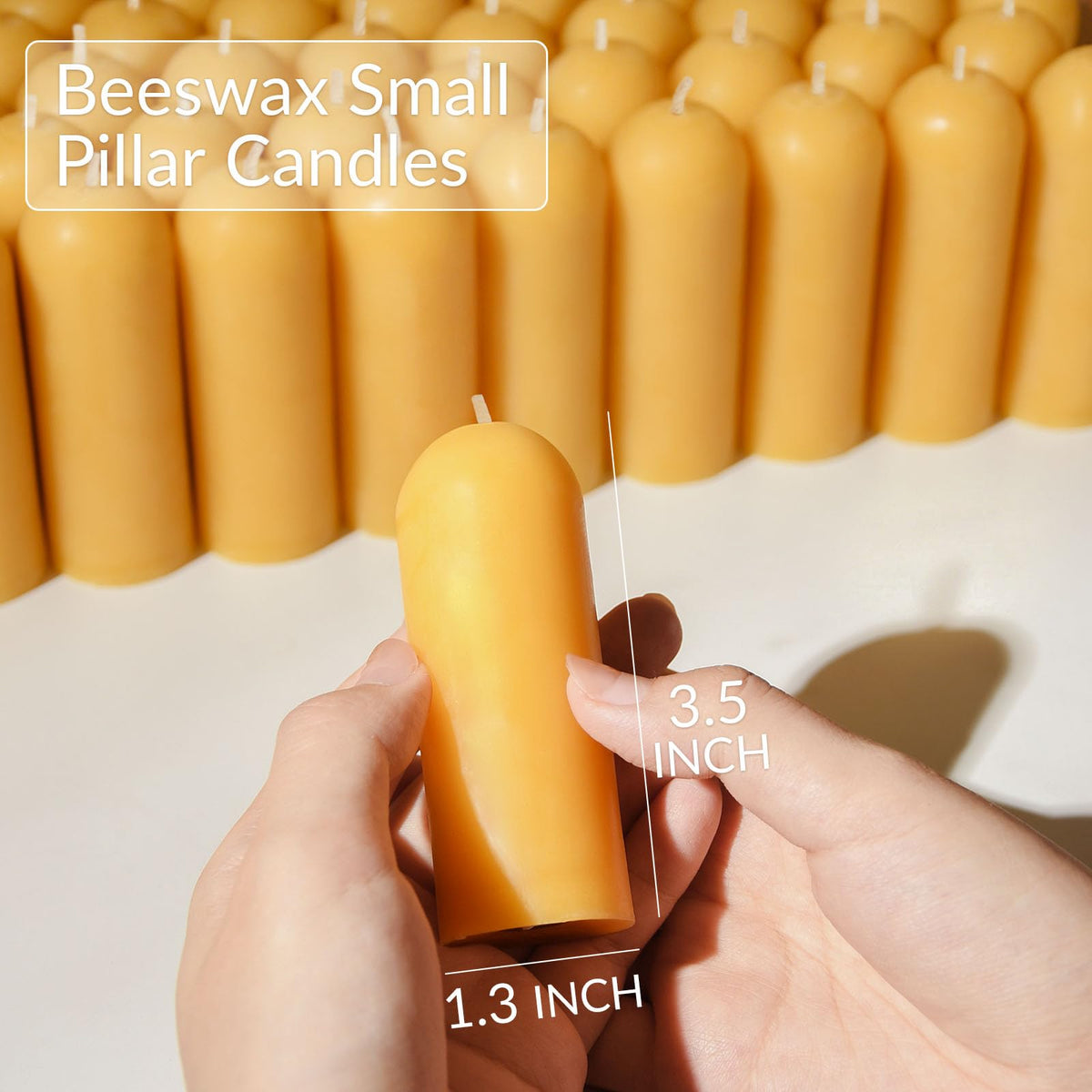 DEYBBY Beeswax Small Pillar Candles 6 Pack - Natural Bees Wax Travel Candles Bulk for Room Decor Blackout Housewarming Gift