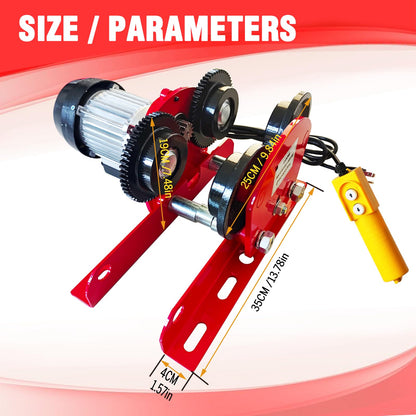 Electric Trolley for Power Hoist 2200LBS Capacity,Fit 2.68-4.33 in I-Beam,Push Geared Overhead Crane Heavy Duty Wheels System for PA200 to PA1000 Hoists,Perfect for Gantry Cranes,Warehouses