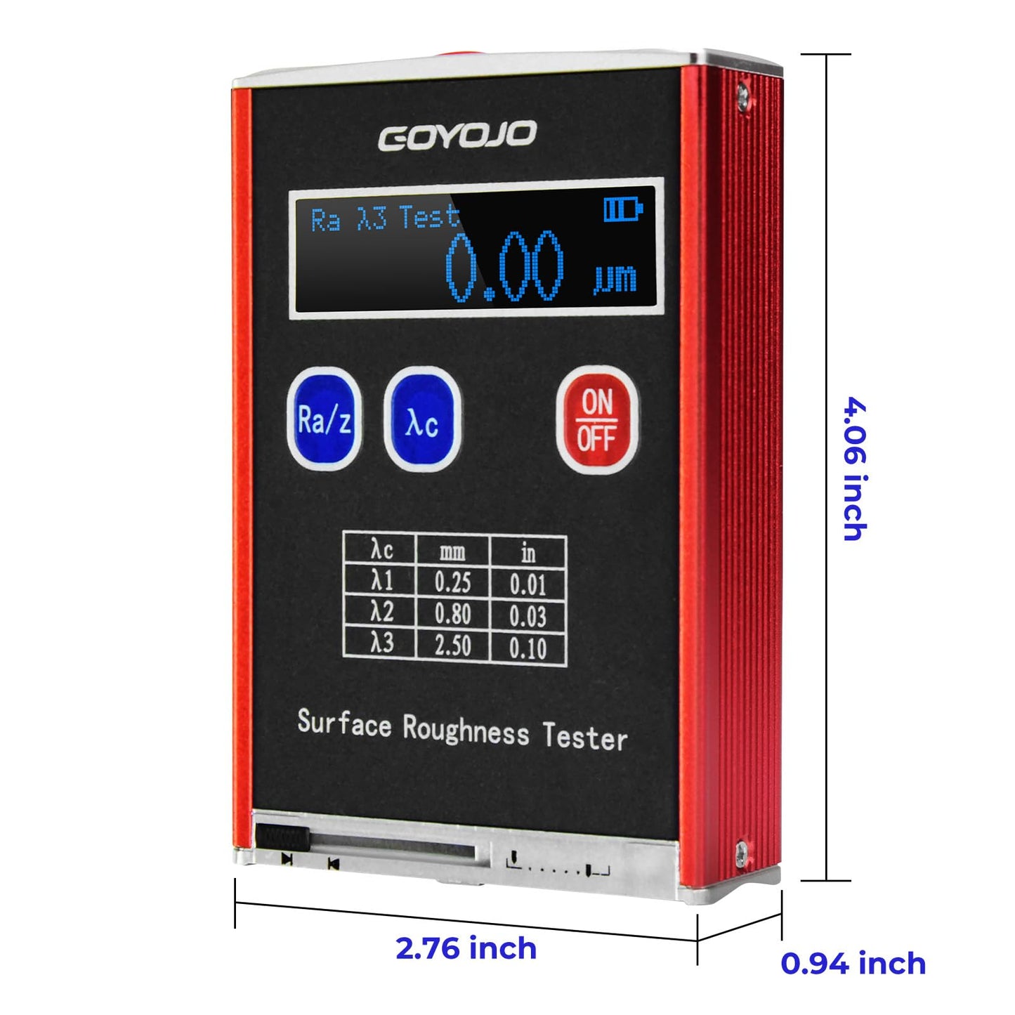 GOYOJO GSR720 Surface Roughness Tester High Accuracy 0.01μm Portable Roughness Gauge 4 Testing Parameters Ra/Rq 0.05~15.0μm Rz/Rt 0.1~50.0μm with Standard Calibration Block and Bracket