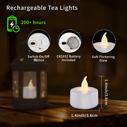 Eloer Tea Lights Flameless Candles, 50 Pack Warm White Battery Operated Flickering Candles 200+ Hours Ideal for Home Decoration Outdoor Wedding Parties (50pack Warm White)