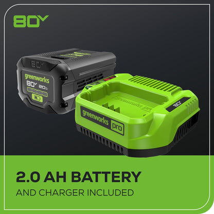 Greenworks 80V 26" Brushless Hedge Trimmer with 2.0Ah Battery and 2A Charger