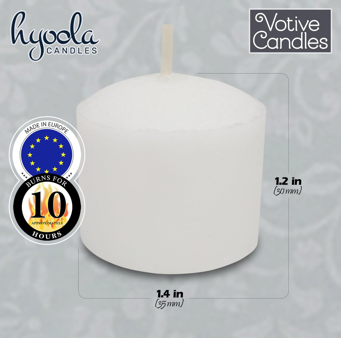 Hyoola Votive Candles - 10 Hour Burn Time - Unscented Candles Votives Bulk - Pack of 50 White Candles - European Made
