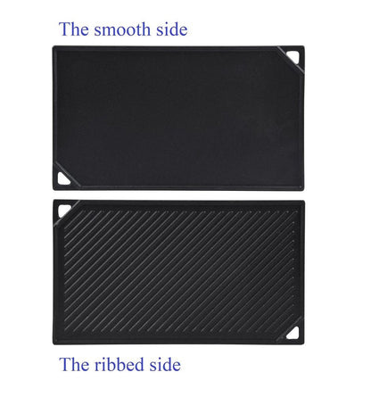 GasSaf Cast Iron Reversible Griddle, 16.5 Inch x 9.5 Inch Double Sided Grill Pan Perfect for Gas Grills and Stove Top