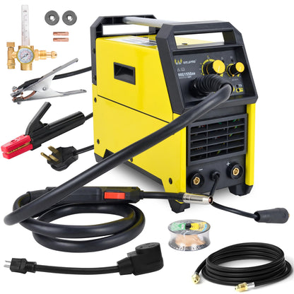 Weldpro 155 Amp MIG Welder, 110V/220V 3 in 1 Welding Machine, Flux Core MIG/Gas MIG/MMA/Stick Welder, Welder Machine with Synergy, IGBT Inverter Portable Welder Equipment for Beginner