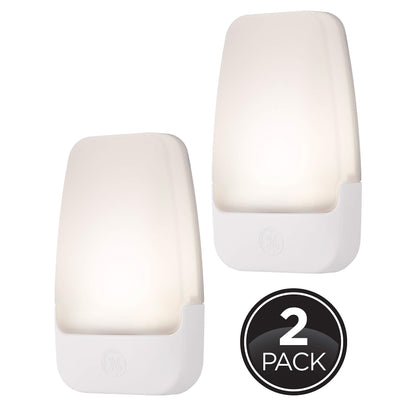 GE LED Night Light, Plug-in, Dusk to Dawn Sensor, Warm White, Ambient Lighting, Ideal Kids Adults Nightlight for Bedroom, Bathroom, Nursery, Hallway, Kitchen, 30966, 2 Pack
