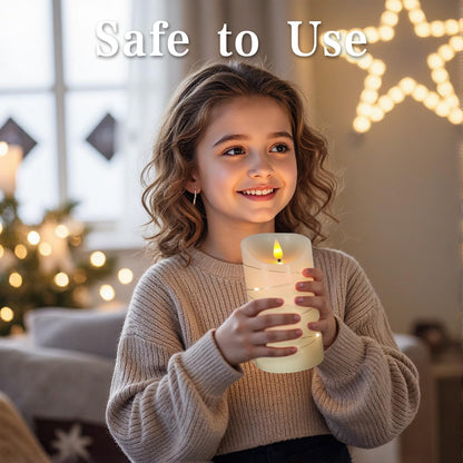 Flameless Candles Set of 3 (3" x 4", 5", 6") – Real Wax Battery Operated Candles with Remote, Flickering Flame, 2/4/6/8H Timer, Brightness & Flicker Mode Adjustment – Led Candles, Ivory, Unscented