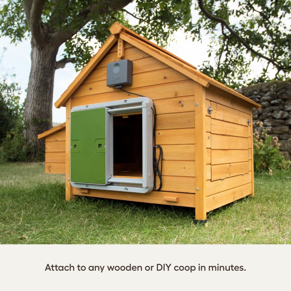 Omlet Smart Automatic Chicken Coop Door Opener | WiFi & App Control | Light Sensor or Timer | Built-In Safety Sensors | Weatherproof | Battery or Plug-In Power | Alexa & Google Home Compatible | Green