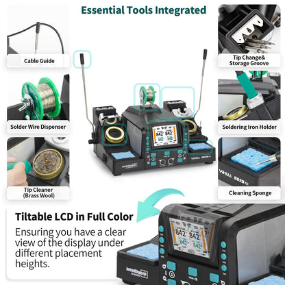 YIHUA 982D-III 2-IN-1 Precision Soldering Station with C210 Soldering Iron and C120 Hot Tweezers Cartridge Tip System for SMD Rework, Micro Soldering, Professional Soldering Iron Kit