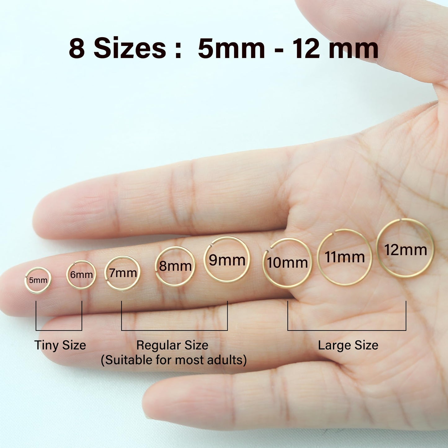 Thin Nose Rings Hoops for Women/Men,Tiny Small Gold Nose Rings 22g for Nose Piercings (1pc - 22 gauge - 7mm,14K Gold Filled)
