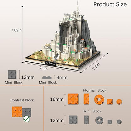 MOC Castle Architecture Mini Building Block Set with Light Compatible with Lego Ideas STEM Building The City Lord Set for Adult Film FansSTEM Christmas Birthday Gift Toy for Boy Kids 8-14 1680PCS