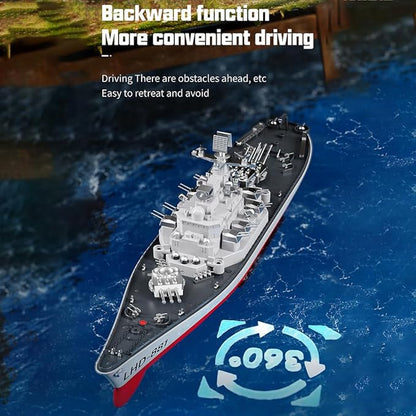 GoolRC Remote Control Warship RC Military Battleship 1:390 Scale Remote Control Boat for Lakes and Rivers 2.4GHz RC Armed Cruiser Boat Model with Low Battery Alarm and 2 Batteries for Adults