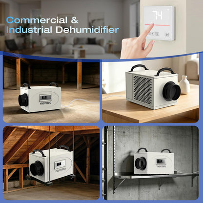 155 pint crawl space dehumidifier is suitable for basements, shopping malls, homes and industrial water damage restoration projects, App Operation with a maximum coverage area of 7,000 square feet