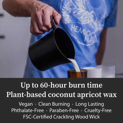 Hemlock Park Palo Santo Apothecary Hand-Poured Scented Candle | Crackling Wood Wick, Botanical Fragrance & Coconut Wax | Up to 60 Hour Burn Time | 8 oz
