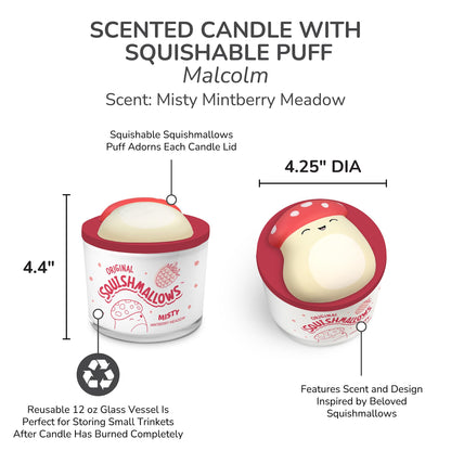 Studio Oh! x Squishmallows Scented Candle, Malcolm Misty Mintberry Meadow Berries & Spearmint, 12 oz, Reusable Jar, Scented Candles for Home, Relaxing Calming Candle