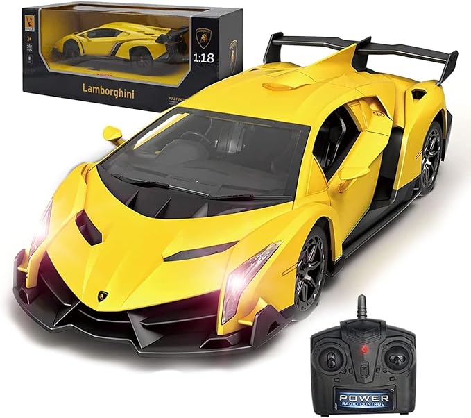 Remote Control Car RC Cars Racing Car 1:18 Licensed Toy RC Car Compatible with Lamborghini Model Vehicle for Boys 678 Years Old Yellow