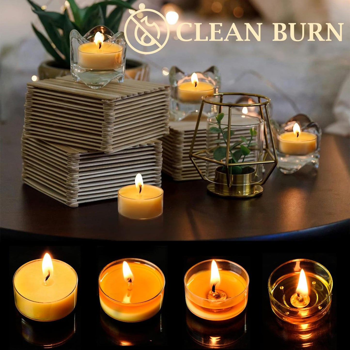 36 Pack Beeswax Tealight Candles, Pure Beeswax Tea Lights, 4-Hour Burn Time, Handmade Natural Beeswax Tea Candles in Clear Cup, Unscented Smokeless Tea Light Candles for Home Décor Party Wedding Spa