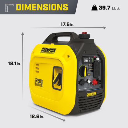 Champion Power Equipment 2500-Watt Ultralight Portable Inverter Generator with Quiet Technology and Free 3-Year Warranty