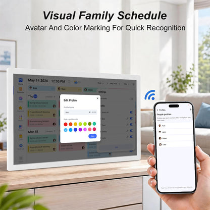 27" Digital Calendar Electronic for-Family-Meal-Planner - Touchscreen Smart Calendar for Business Schedule, Star Rewards, Chort Chart, Wall Mountable, Auto-Sync Google iCloud Outlook, Gift for Mom Dad