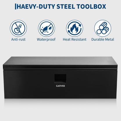 Garvee Steel Truck Tool Box Heavy Duty Truck Bed Toolbox w/Dual Lids, Lockable & Weatherproof, Fits for Pickup, Truck Bed, RV, Trailer