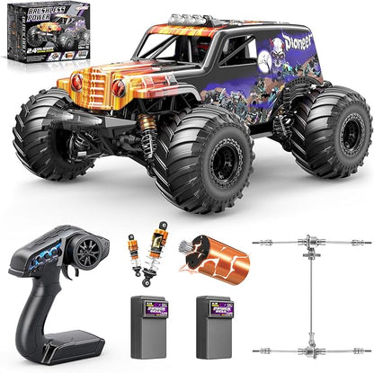 1/14 Brushless RC Cars for Adults Max 42mph Oil Shock Absorber Electric 4WD High-Speed Off-Road RC Car Remote Control Car for Adults RC Truck with Two 3S LiPo Batteries 1200 mAh
