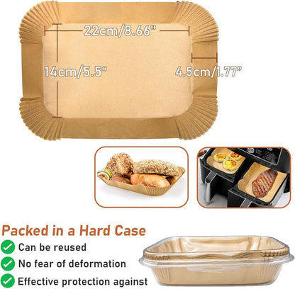 KDSOM Air Fryer Liners Disposable for Ninja Air Fryer, 100 Pcs Non-Stick Parchment Paper - Oil-proof (22x14.5cm), Brown