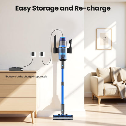 BonePone V25 Cordless Vacuum Cleaner, 680W 60Kpa Powerful Stick Vacuum with Dust Sensor, Digital Display, 4000mAh Rechargeable Battery up to 60Mins, Versatile for Pet Hair, Floor, Carpet (Navy)