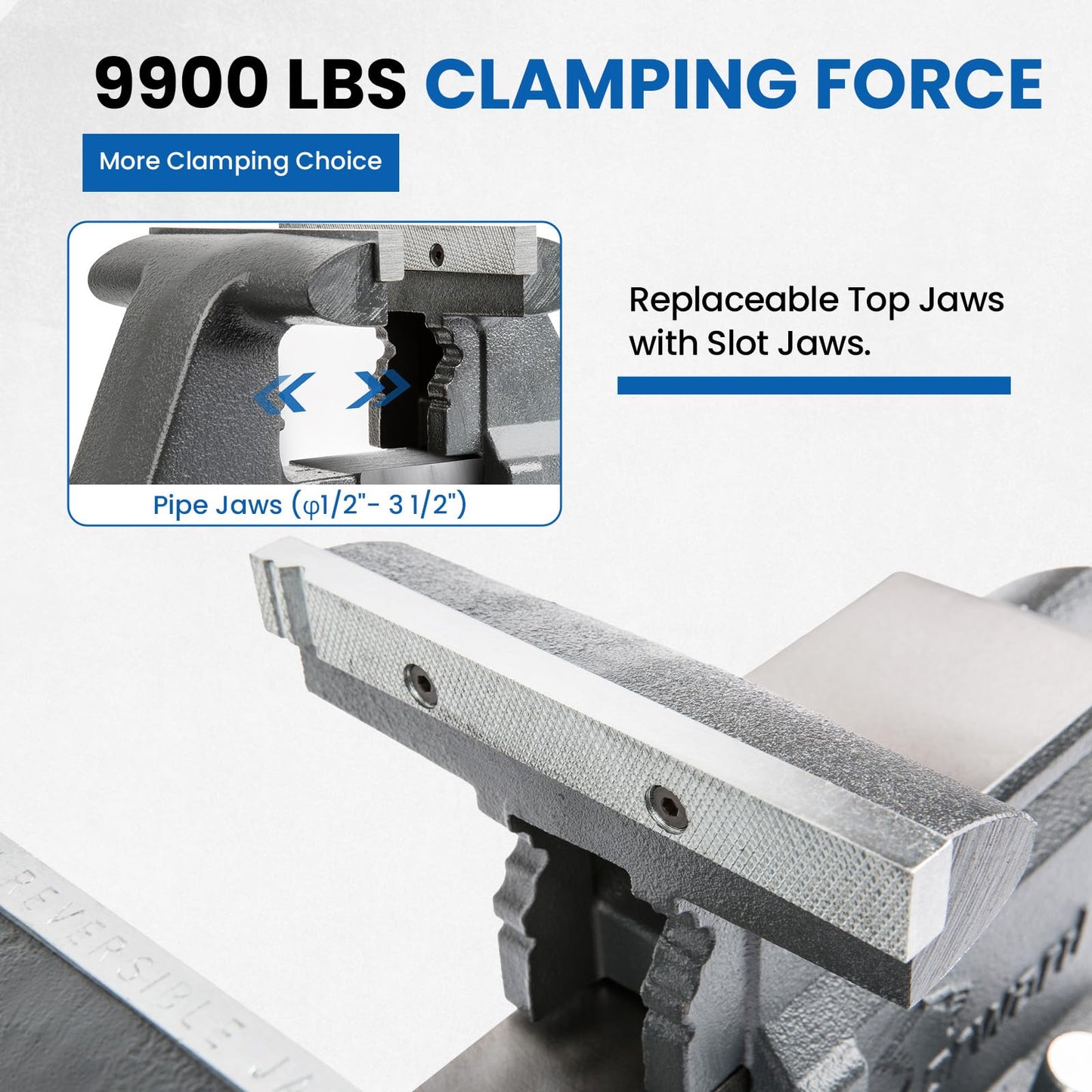 Forward CR60A 6.5 Inch Bench Vise Heavy Duty Vice with Anvil and 210 Degrees Swivel Base (6 1/2")