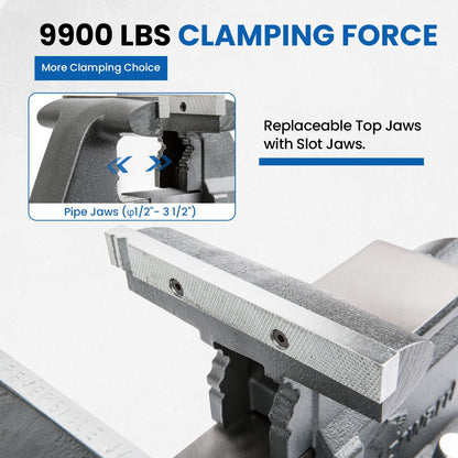 Forward CR60A 6.5 Inch Bench Vise Heavy Duty Vice with Anvil and 210 Degrees Swivel Base (6 1/2")