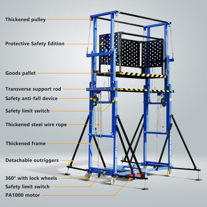 660 Lbs Load Electric Scaffolding, 16.4FT Lifting Height Construction Electric Scaffolding Lift Platform,110v Upgraded Version Suitable for Home Decoration Site Construction(Ce Certification)
