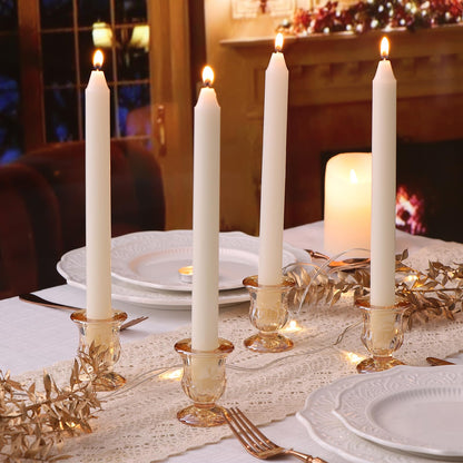 Letine Gold Candlestick Holders Set of 12-2.5" H Taper Candle Holders Bulk -Gold Glass Candle Holder for Valentine's Day, Christmas, Rustic Wedding Centerpieces, Party Decor