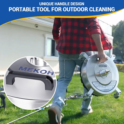 MEKOH 18" Pressure Washer Surface Cleaner 4500 PSI，4 Wheels Stainless Steel Power Washer Attachment for Driveway Sidewalk Patio Concrete Cleaning, 1/4'' Quick-Connect, 1 Extension Wand&5 Spray Nozzles