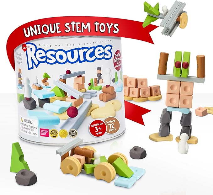 Taksa Toys Creative Unique Building Stem Toys for Kids Ages 4 5 6 7+ Educational Blocks Resources for Learning Open-Ended Montessori Toys for Girls Boys Fine Motor Skills Reggio Emilia Toys 72 Pcs