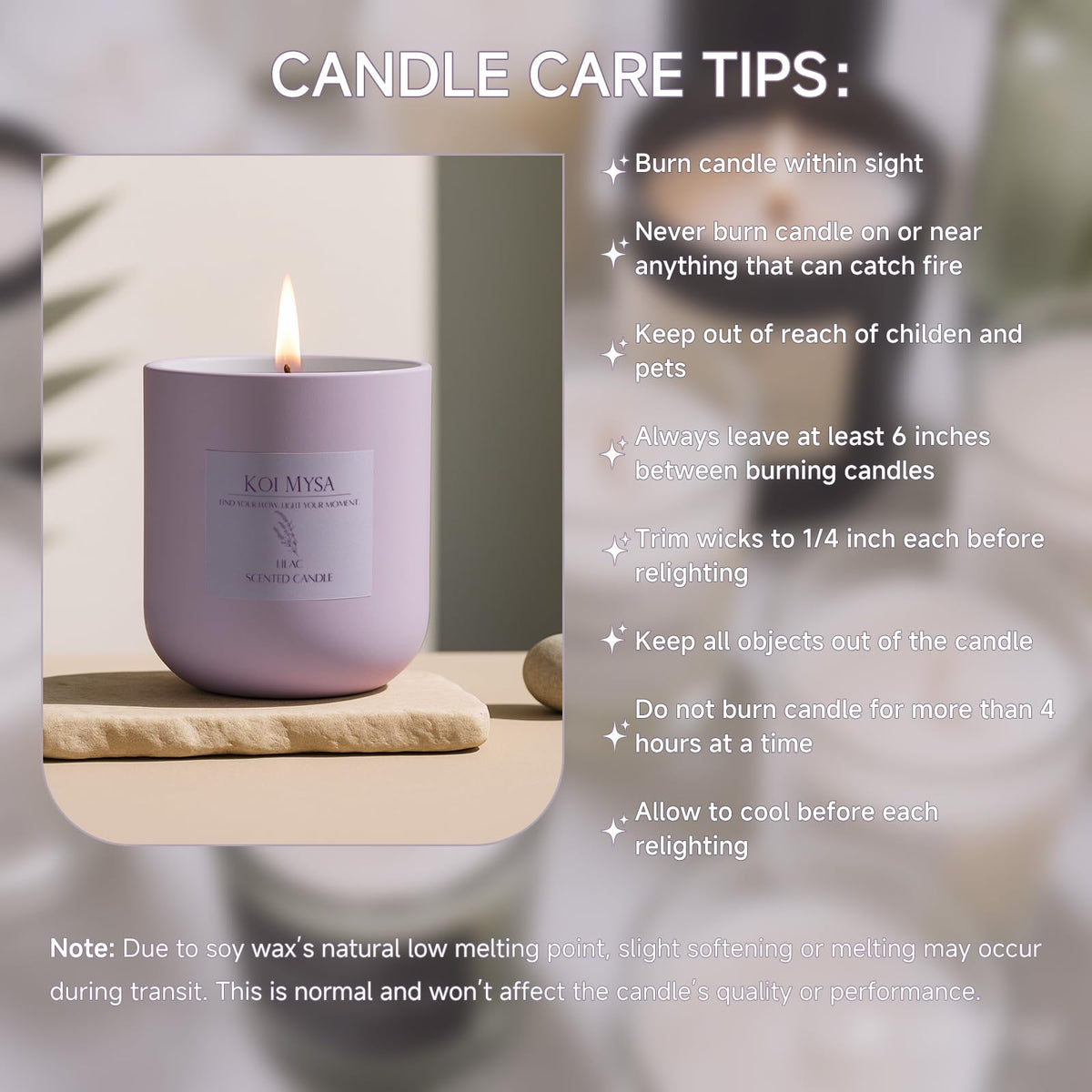 Lilac Blossoms Natural Soy Candle Non Toxic for Home Scented, Purple Aromatherapy Candle Décor Birthday Gifts Ideas for Her Women Mom Daughters Friends, 6.4 Oz