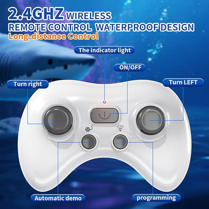 2.4Ghz Remote Control Shark Toys for Kids 6 7 8 Years Old 1:18 Scale High Simulation Shark for Pool Bath Toys for Toddlers Electronic RC Sea Animal Outdoor Water Gifts