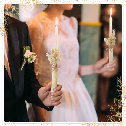 Conelist 3 Pcs Wedding Unity Candles for Wedding Ceremony Gift 6.3" Pillar and 9.8'' Taper Candles Set for Reception and Ceremony Events Decor(Rustic Style)