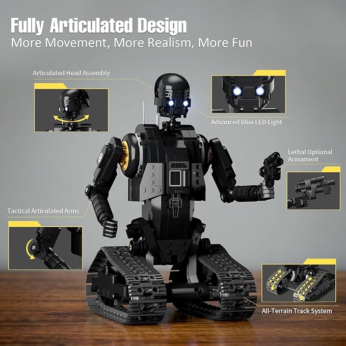 Robot Building Kit with Remote Control Programmable RC Robot Toy with LED Eyes Light Kit STEM Robotics Kit for Teens &amp Adults Compatible with Lego Set 588 PCS