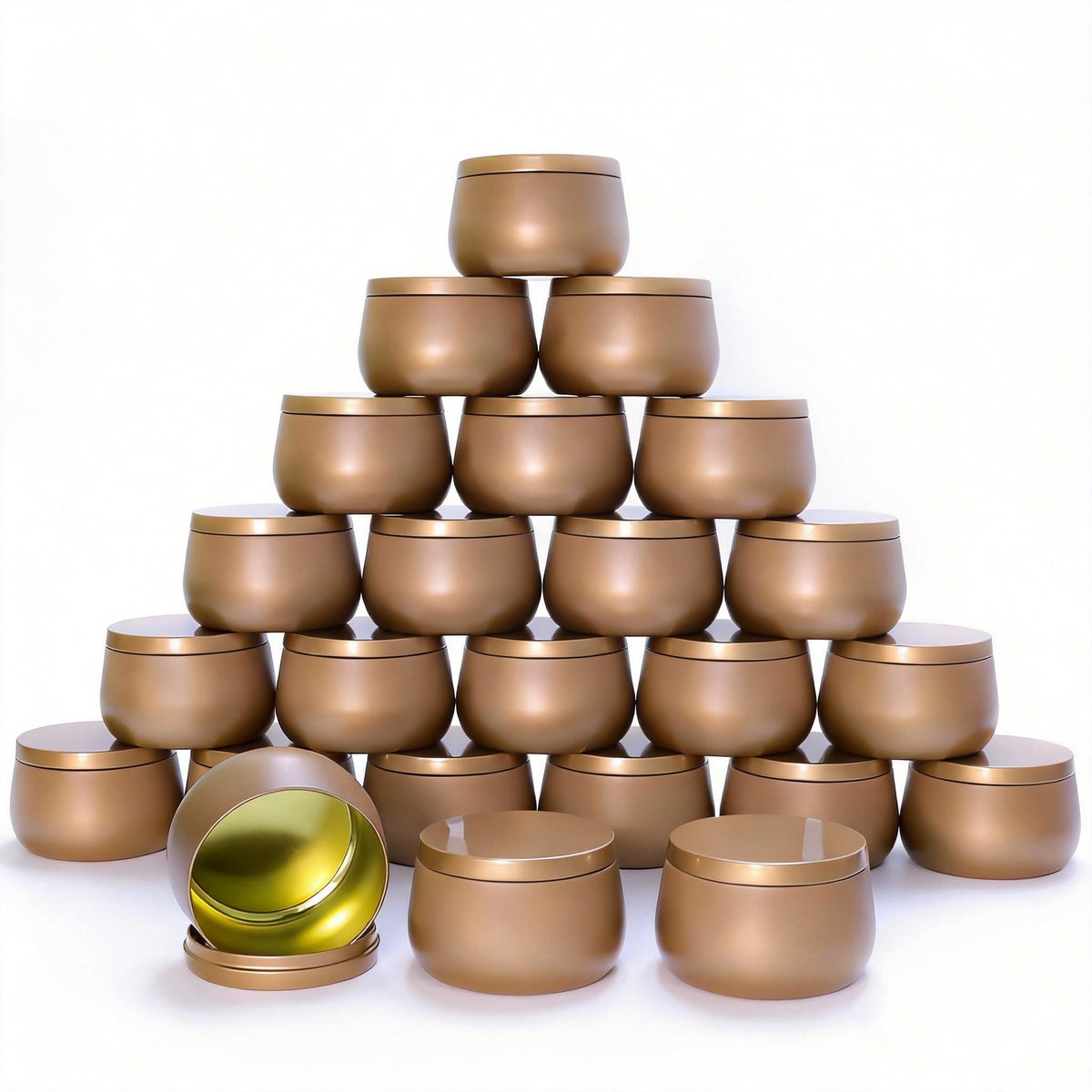 HOMAMAMOON 24 Pack 8oz Dark Glod Candle Tins for Making Candles - Bulk Metal Candle Containers with Lids. Empty Round Candle Jars for DIY & Travel. Shatterproof & Sturdy Vessels for Small Business.
