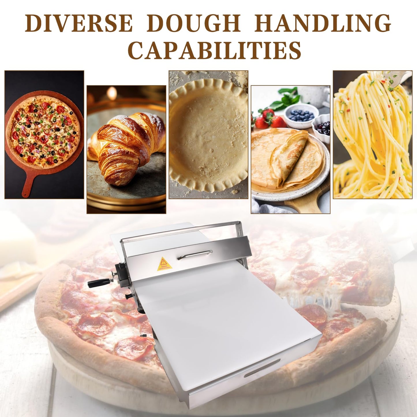 Hututimo 40.9''x15.5" Manual Dough Sheeter with Stainless Steel Roller Foldable Design, Adjustable Thickness Dough Roller Machine for Croissants, Pizza, Pastry, Pie Crust and Baking