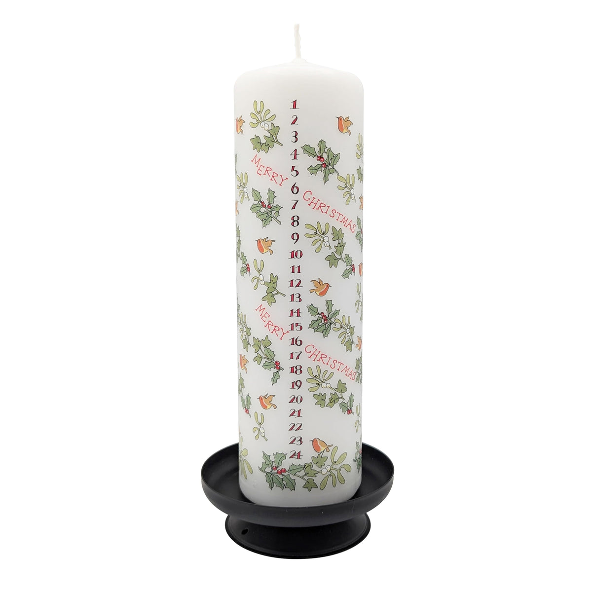 Alison Gardiner Holly and the Ivy Advent Pillar Candle – Unscented Wax Christmas Countdown, 70hr Burn, Handmade in UK – Festive Candle for Table, Mantel & Holiday Décor