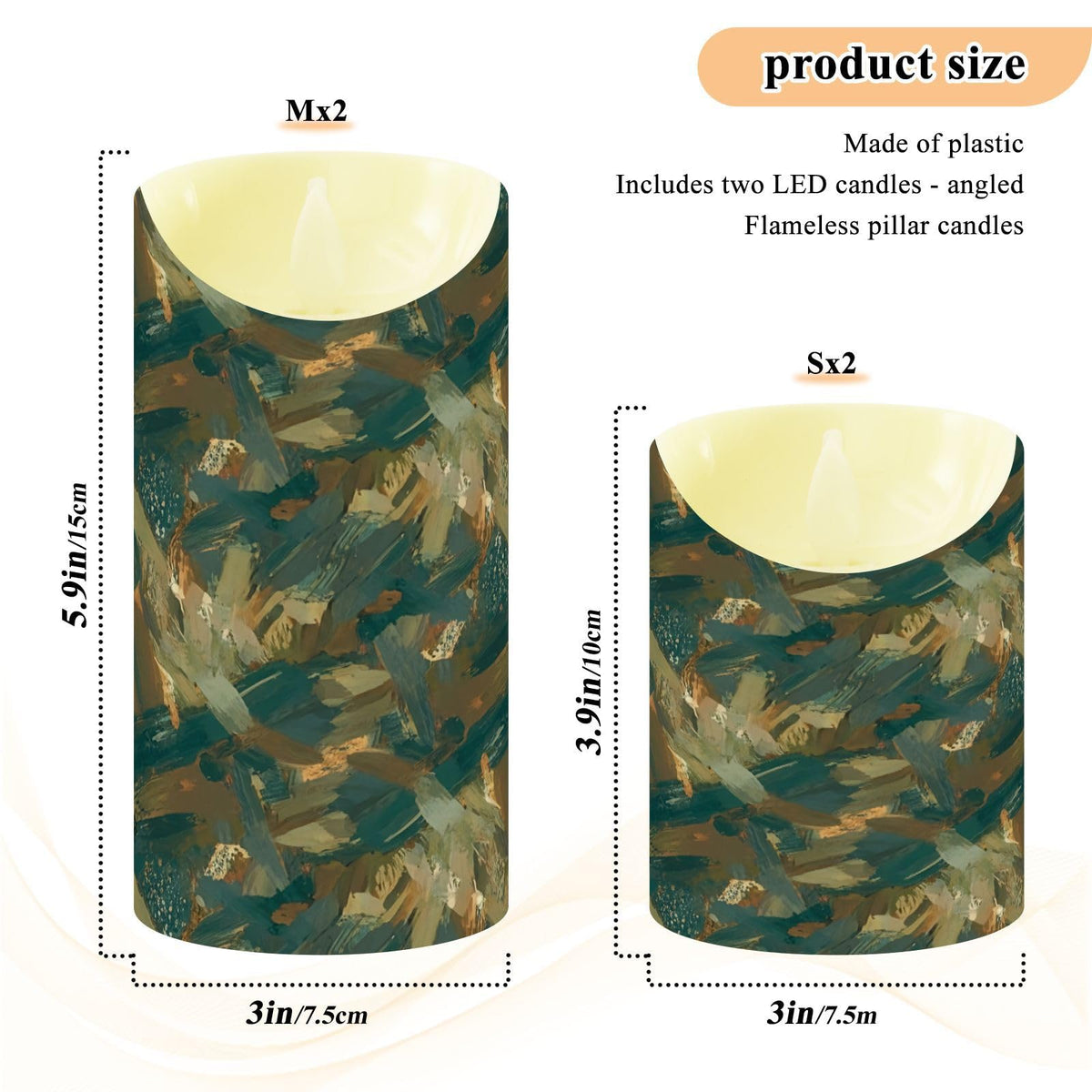 Gravopti Abstract Pattern 2 Pack Flameless LED Pillar Candles with Remote & Timer, Battery Operated, Flickering Wax Candle for Wedding, Romantic Home & Party Decor