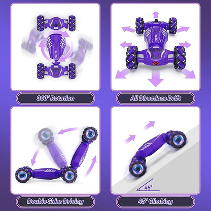 Dysaim Gesture RC Car Birthday Gifts Toys for Boys Girls Age 6-12 4WD Remote Control Car 360° Rotate Transform Drift RC Cars with Lights Music Sprayer 2.4Ghz Hand Controlled