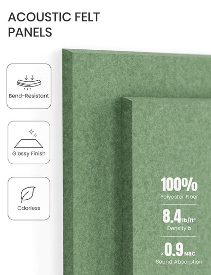 Felt Bulletin Board Tiles -28"x18" Cork Board Alternative for Office Decor, Push Pin Board Wall Organizer 6-Pack -Moss Green